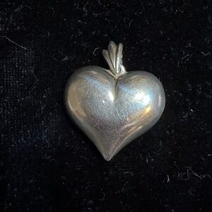 Vintage Sterling Silver Puffy Heart Pendant Charm .925